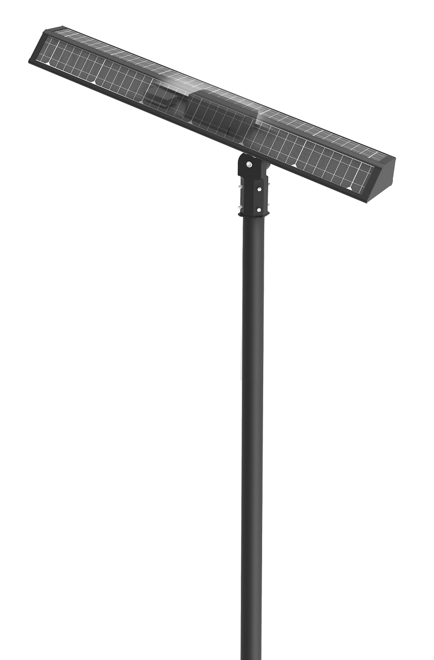 Pouliční solární LED lampa 50W, s pohybovým čidlem, trojrozměrný solární panel, 6.046 lm, kapacita LiFePO4 baterie 260 WH, LTM-300S