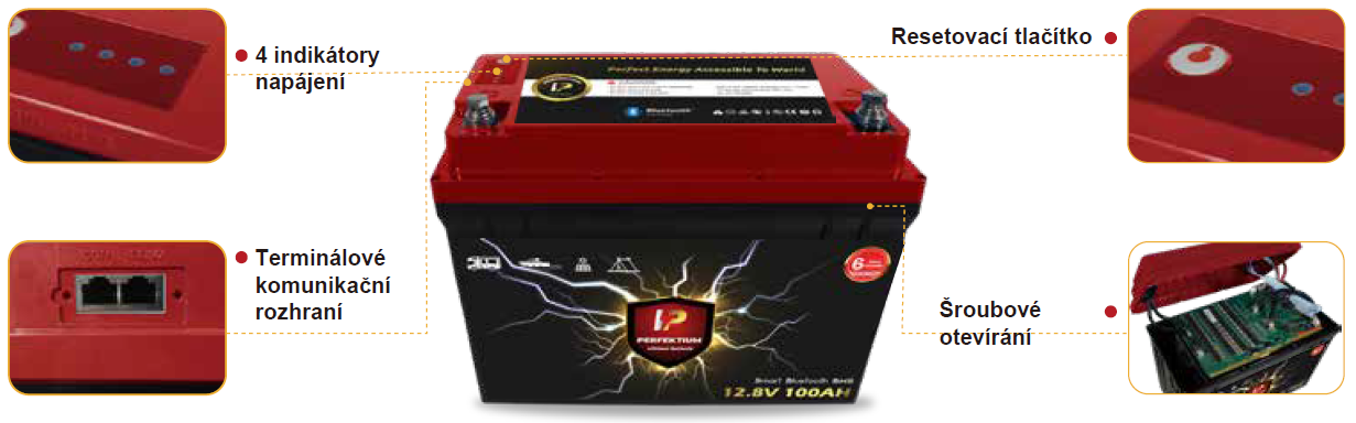 Trakční baterie 300 Ah, 12,8 V, Perfektium LiFePo4 Lithium, přes 4000 cyklů, 6 let záruka, se Smart BMS, Bluetooth a vyhřívací fólií, PF-12.8V 300Ah Perfektium