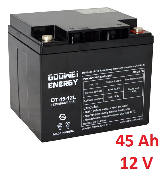 Trakční baterie (GEL) OTL 45 Ah , 12 V , kontakty T1 , GOOWEI ENERGY