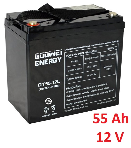 Trakční baterie (GEL) OTL 55 Ah , 12 V , kontakty T1 , GOOWEI ENERGY