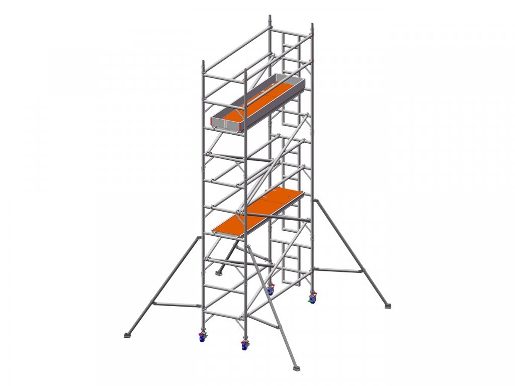 Profesionální hliníkové lešení o pracovní výšce 6,2 m, půdorys lešení 0,85 x 2,5 m Transform Tower