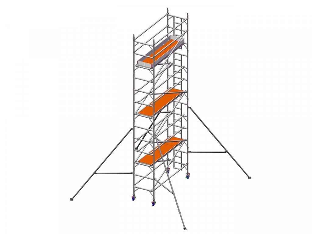Profesionální hliníkové lešení o pracovní výšce 7,7 m, půdorys lešení 0,85 x 2,5 m Transform Tower