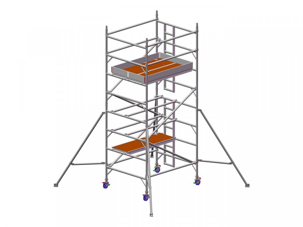 Profesionální hliníkové lešení o pracovní výšce 5,2 m, půdorys lešení 1,45 x 1,8 m Transform Tower