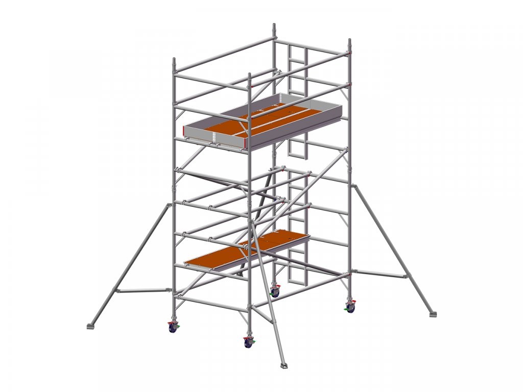 Profesionální hliníkové lešení o pracovní výšce 5,2 m, půdorys lešení 1,45 x 2,5 m Transform Tower