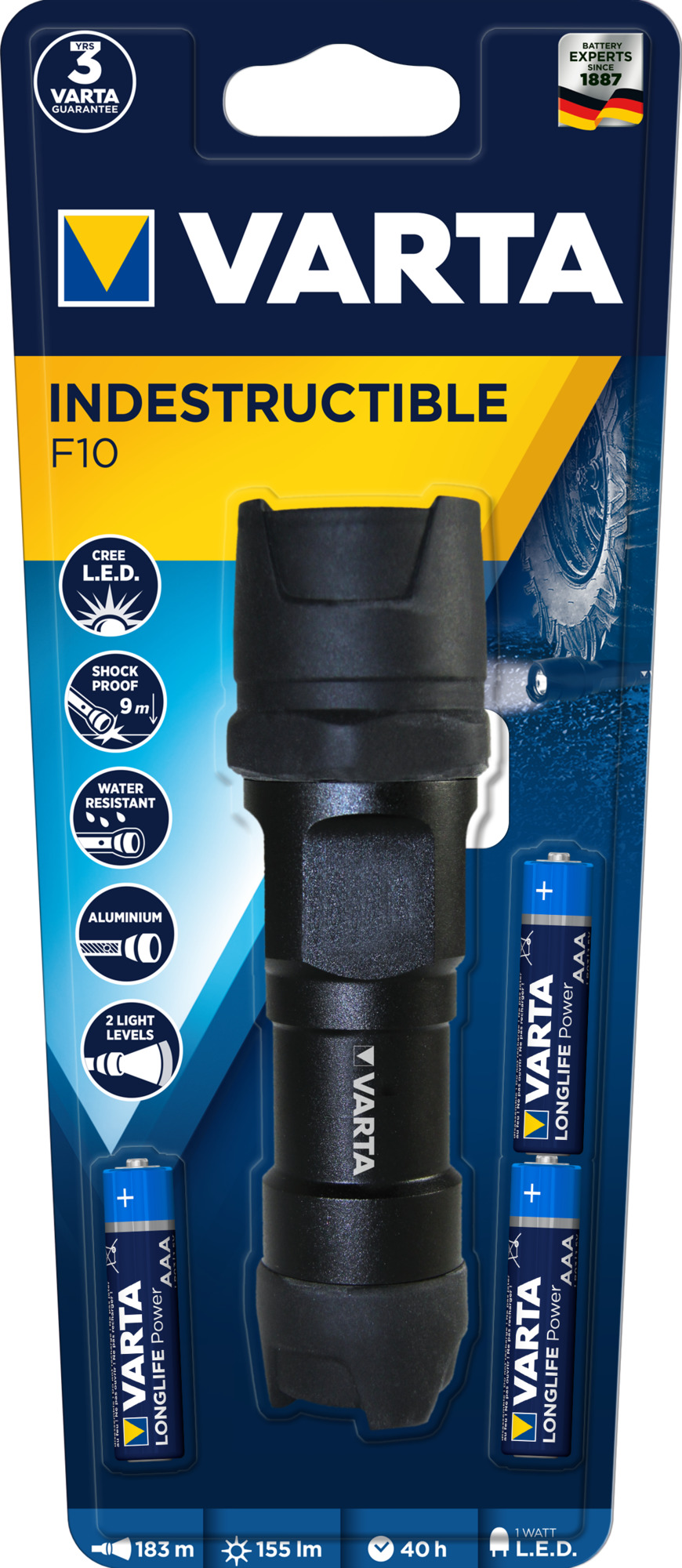 Svítilna Indestructible F10 , nerozbitná LED svítilna , 155 lm , 18700 , VARTA
