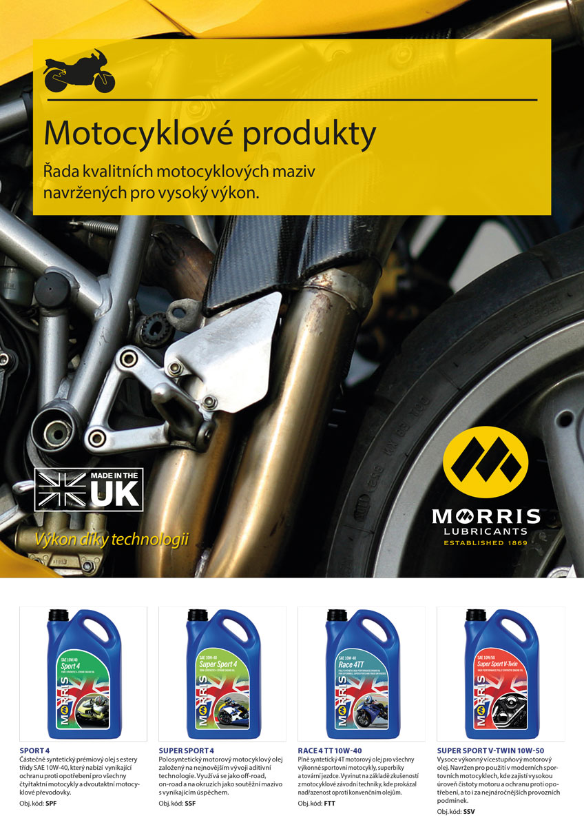 Morris Race Sport 4 10W-40, olej pro 4-taktní motocyklové motory road/race, 1l