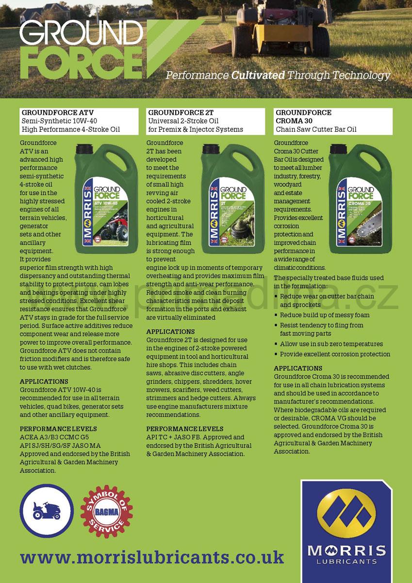 Morris Ground Force SAE 10W-40, motorový olej pro 4T zahradní techniku, 4x1l