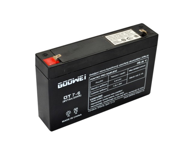 Záložní, staniční baterie VRLA 7 Ah , 6 V , kontakty F1 , GOOWEI ENERGY