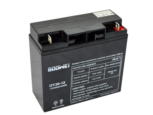 Záložní, staniční baterie VRLA 20 Ah , 12 V , kontakty F3 , GOOWEI ENERGY