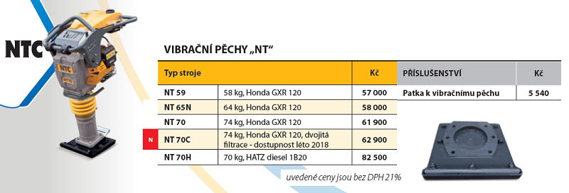 Hutnící patka pro vibrační pěchy NT 59, 65, 70, šíře 285 mm , NTC