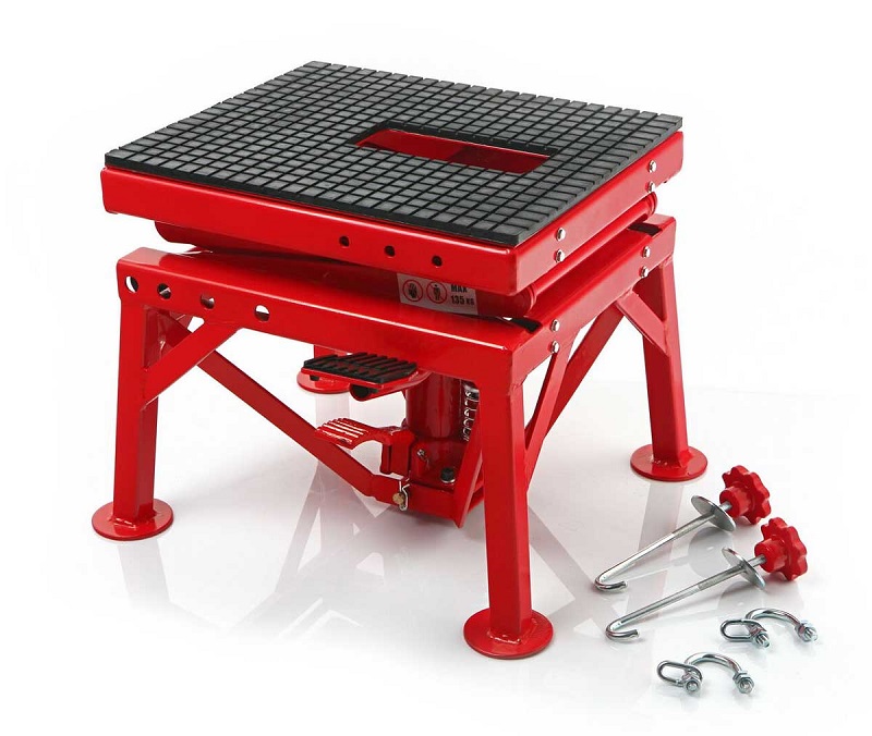 Kompaktní hydraulický motocyklový zvedák 50, zvednutí až 135 kg, hmotnost 33 kg