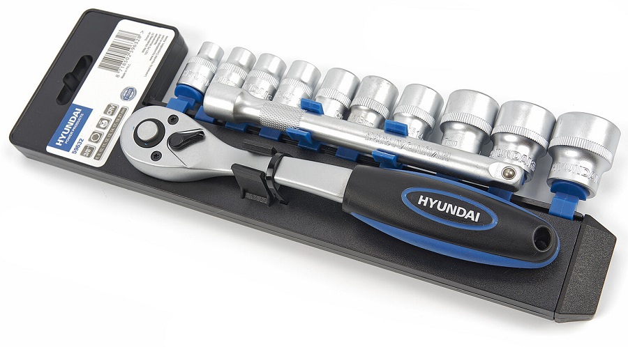 Sada nástrčných hlavic CrV 3/8" s ráčnou 72 zubů s vyhazovákem 12 dílů HYUNDAI