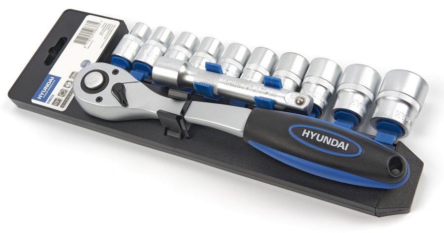 Sada nástrčných hlavic CrV 1/2" s ráčnou 72 zubů s vyhazovákem 12 dílů HYUNDAI