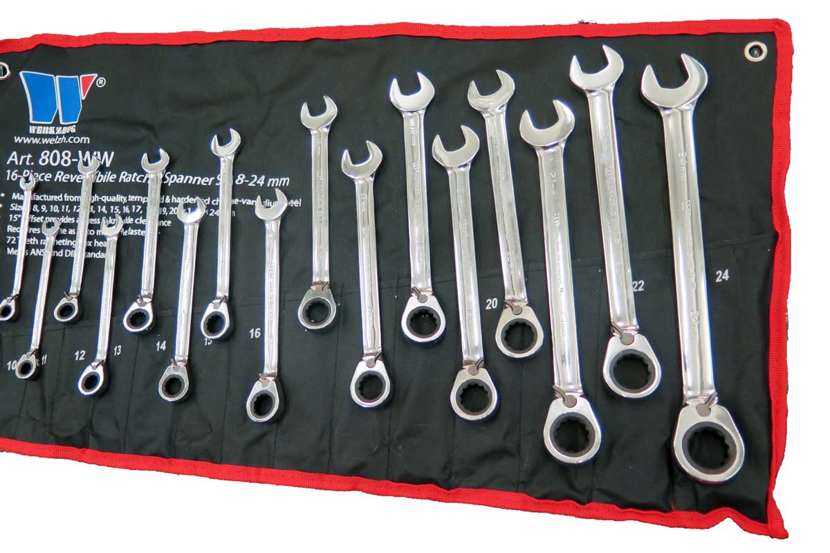 Klíč očkoplochý ráčnový 12 mm, CrV, Přepínač ráčny, Welzh