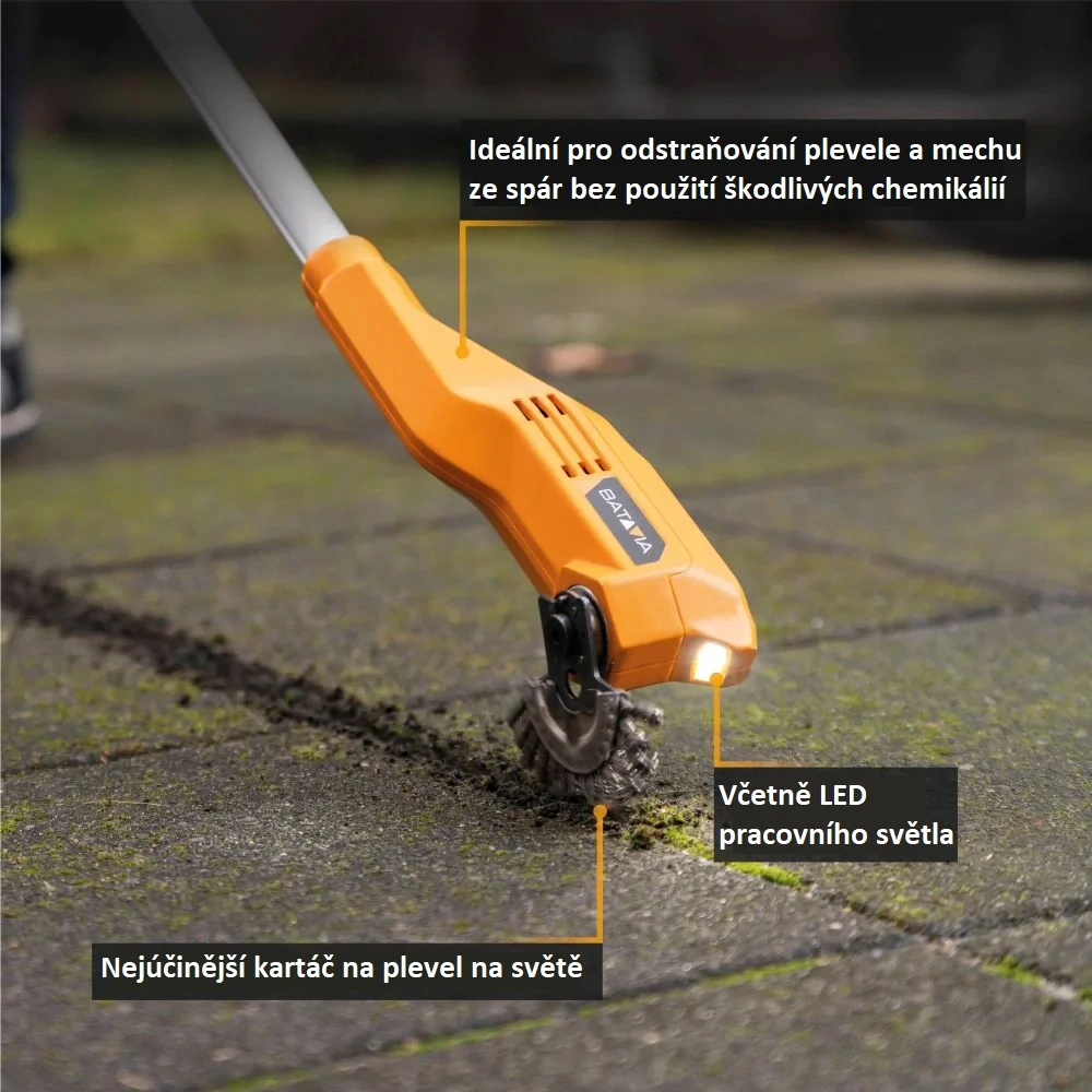 Aku bezdrátový kartáč na čištění spár, odstraňovač plevele, mechu a nečistot, 12 V, bez baterie a nabíječky FIXXBRUSH BATAVIA
