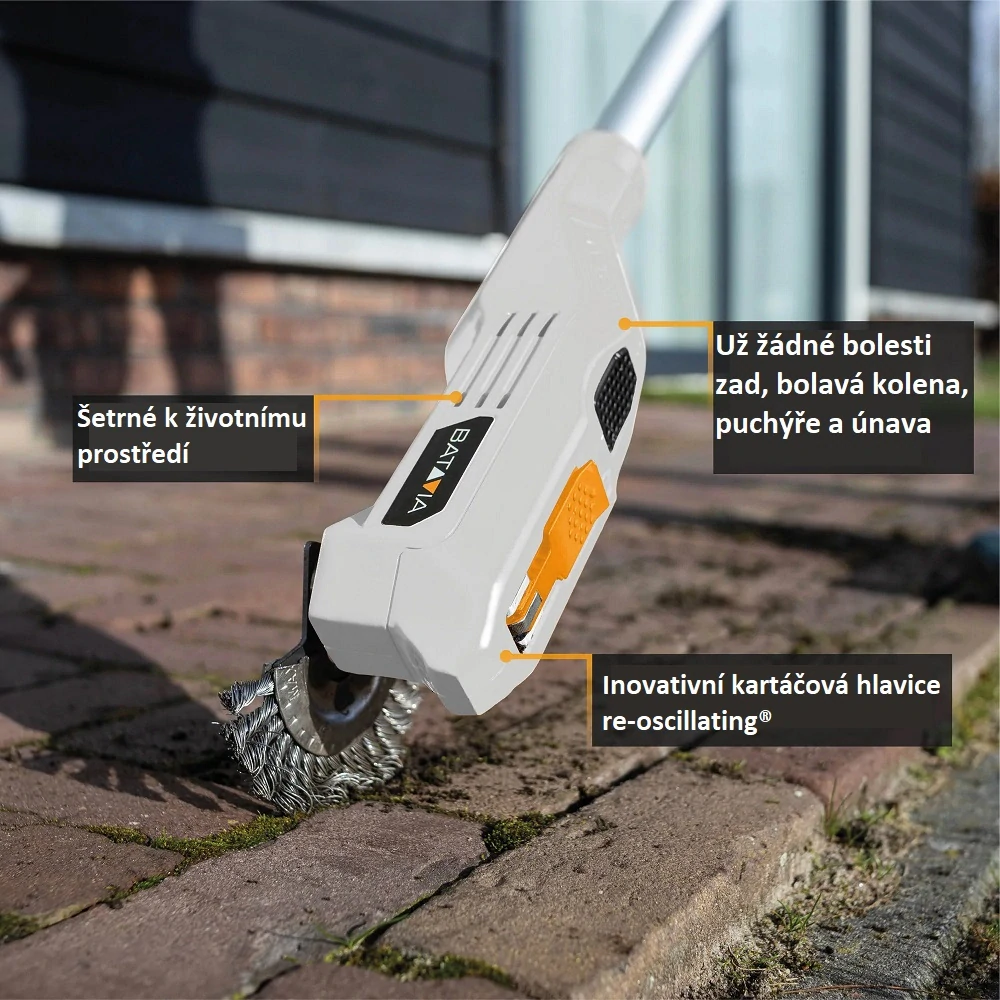 Aku bezdrátový kartáč na čištění spár, odstraňovač plevele, mechu a nečistot, 18 V, bez baterie a nabíječky FIXXBRUSH BATAVIA
