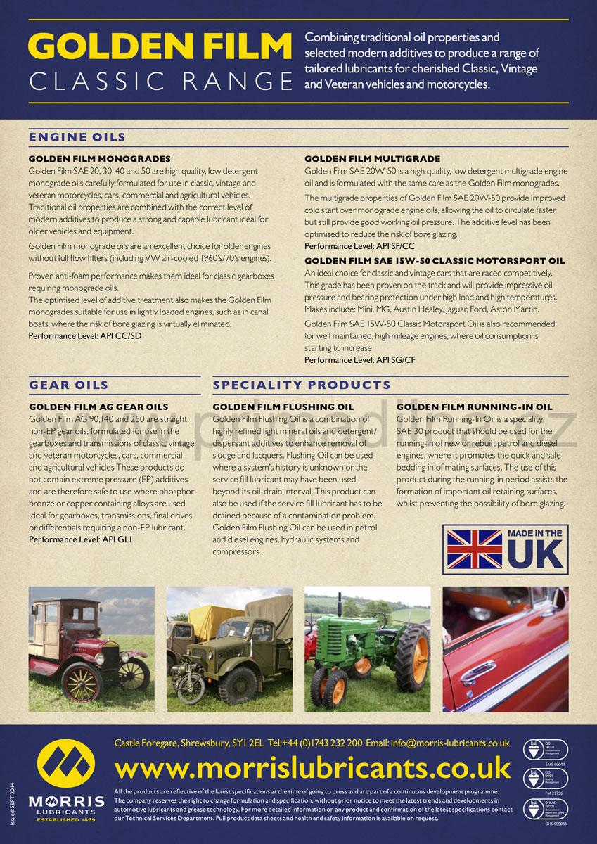 Morris Golden Film 15W-50 Classic Motorsport Oil, 205l