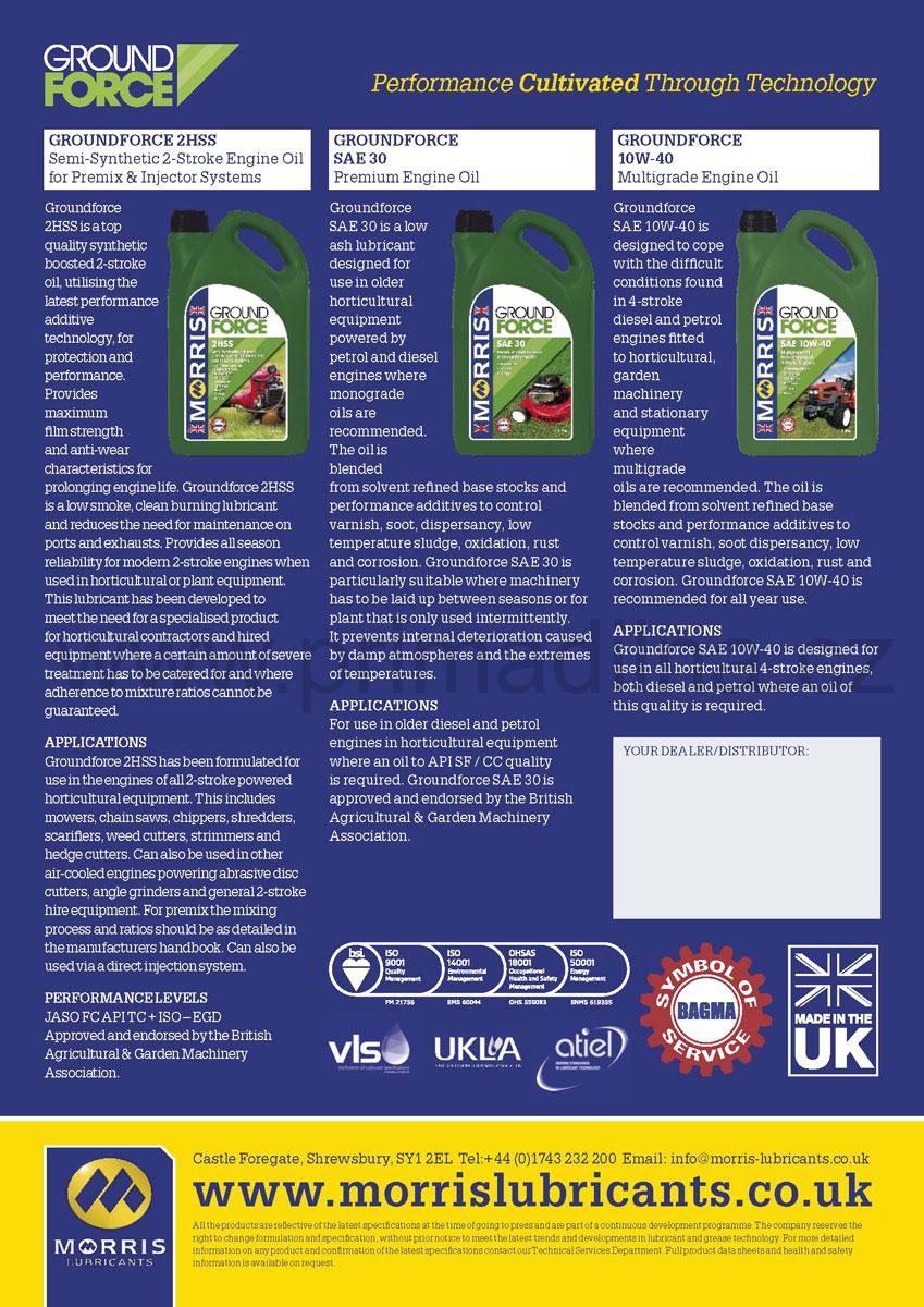 Morris Ground Force SAE 10W-40, motorový olej pro 4T zahradní techniku, 4x1l