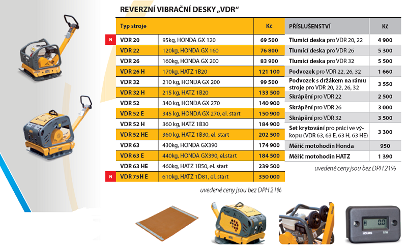 Podvozek pro reverzní vibrační desku VDR 22, 26, 32 , NTC