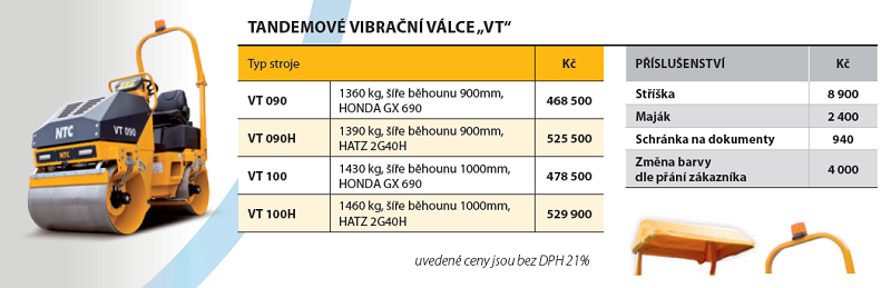 Stříška na tandemové válce VT , NTC