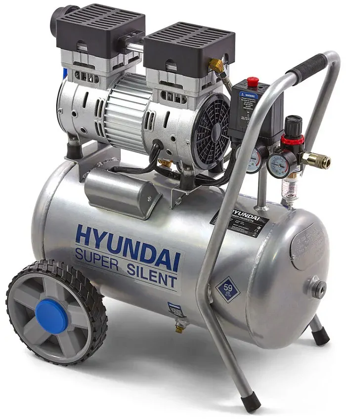 Tichý bezolejový "SILENT" kompresor 24 l, 2-válcový, 8 bar, 750 W HYUNDAI