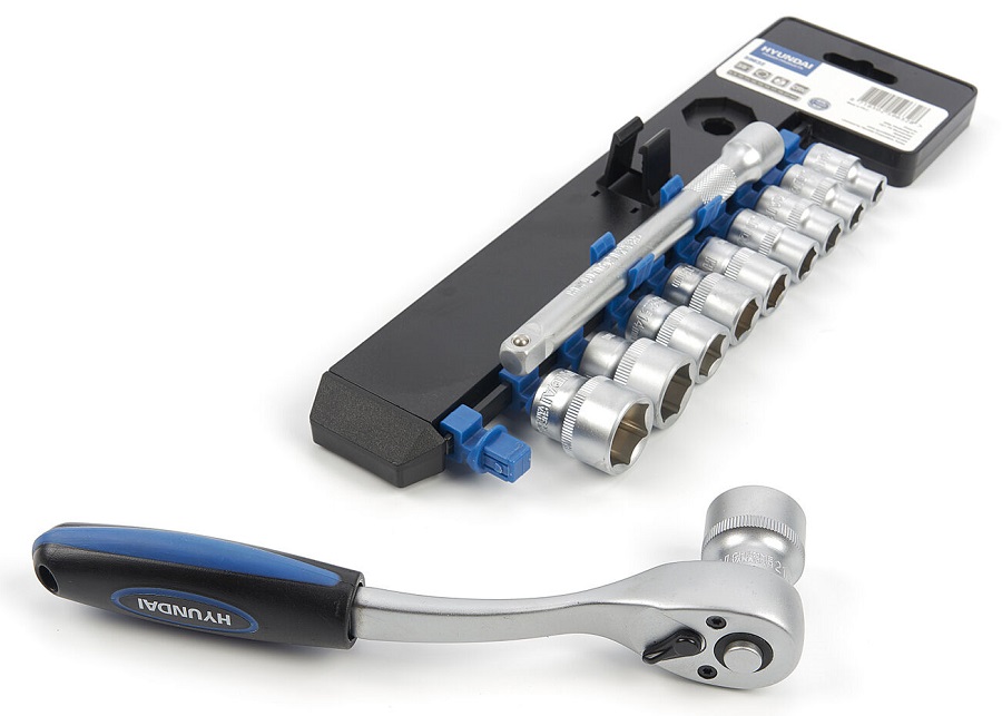 Sada nástrčných hlavic CrV 3/8" s ráčnou 72 zubů s vyhazovákem 12 dílů HYUNDAI