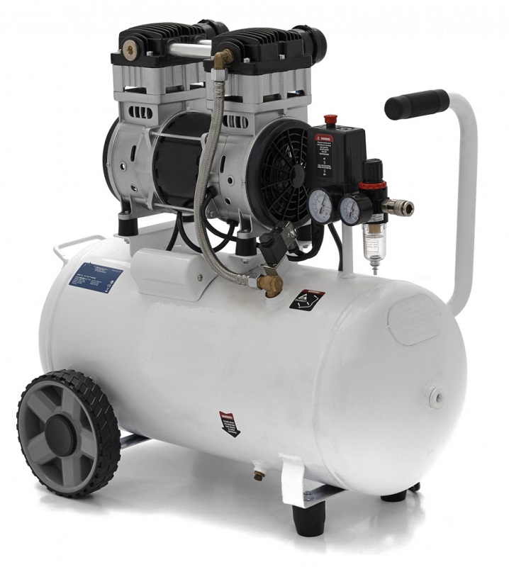 Tichý bezolejový kompresor "SILENT" 50 l, 2-válcový, 10 bar, 1500 W, 53-60 dB(A)