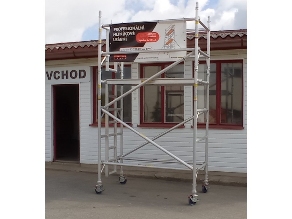 Profesionální hliníkové lešení o pracovní výšce 4,2 m, půdorys lešení 0,85 x 2,5 m Transform Tower