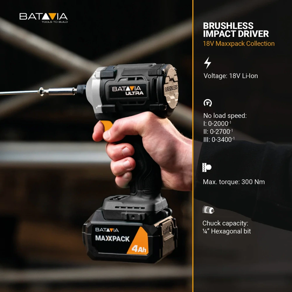 AKU bezdrátový rázový utáhovák, 18V Li-Ion, 230 Nm, bez baterie a nabíječky, bateriová platforma MAXXPACK ULTRA BATAVIA