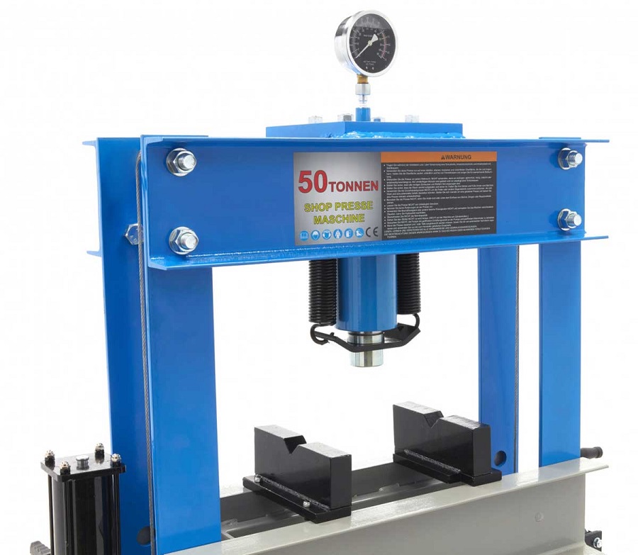 50 t rámový dílenský hydraulický a pneumatický lis, 255 kg