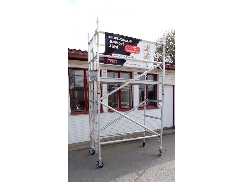 Profesionální hliníkové lešení o pracovní výšce 4,2 m, půdorys lešení 0,85 x 2,5 m Transform Tower