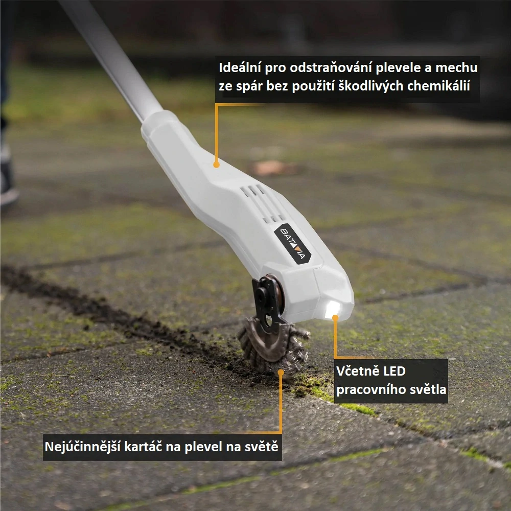 Aku bezdrátový kartáč na čištění spár, odstraňovač plevele, mechu a nečistot, 18 V, bez baterie a nabíječky FIXXBRUSH BATAVIA