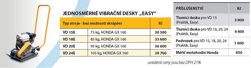 Jednosměrná vibrační deska, benzínový motorr HONDA, 15 kN, 75 kg Easy - VD 15 E NTC