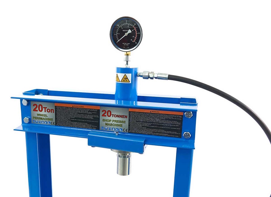 20t rámový dílenský hydraulicko-pneumatický lis, lisovací piny, 90 kg