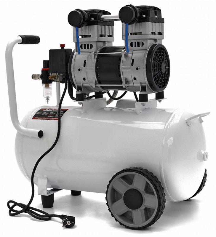 Tichý bezolejový kompresor "SILENT" 50 l, 2-válcový, 10 bar, 1500 W, 53-60 dB(A)