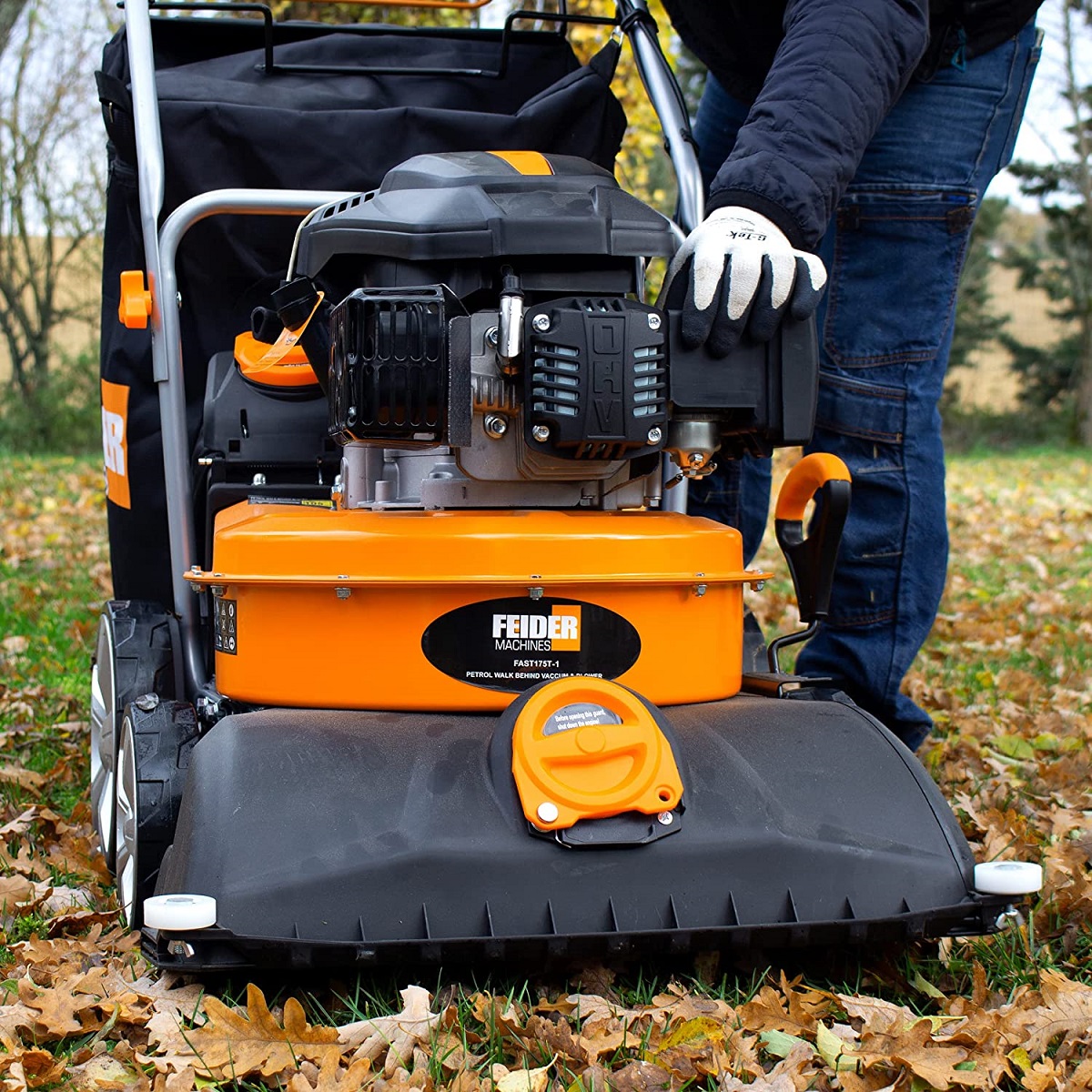 Benzínový vysavač, fukar a drtič listí a rostlinných zbytků, 4-taktní, 173 cm3, 270km/hod, sběrný koš 150l. FAST175T-1 FEIDER