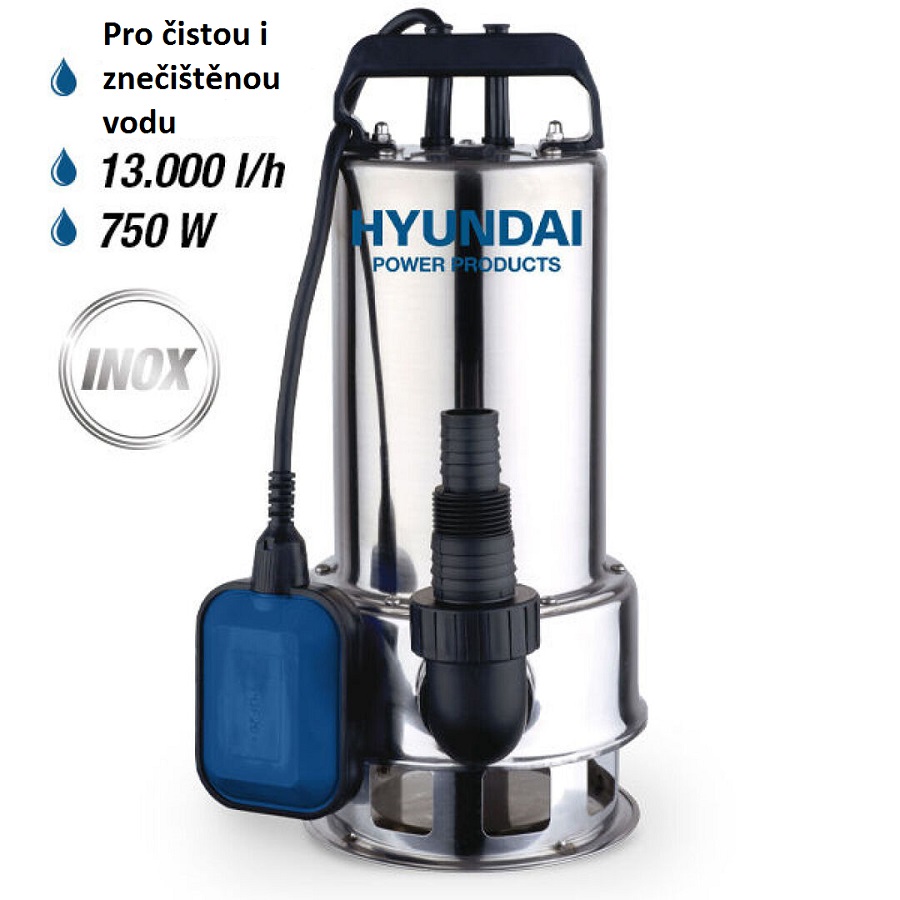 Ponorné čerpadlo z nerezové oceli, 750 W, 11 000 l / hod, HYUNDAI