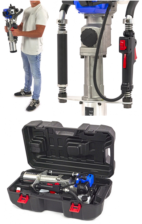 Motorové beranidlo pro zatloukání kůlů, benzínové 2-taktní, 1000 W, 1,4 Nm, 20-55 J