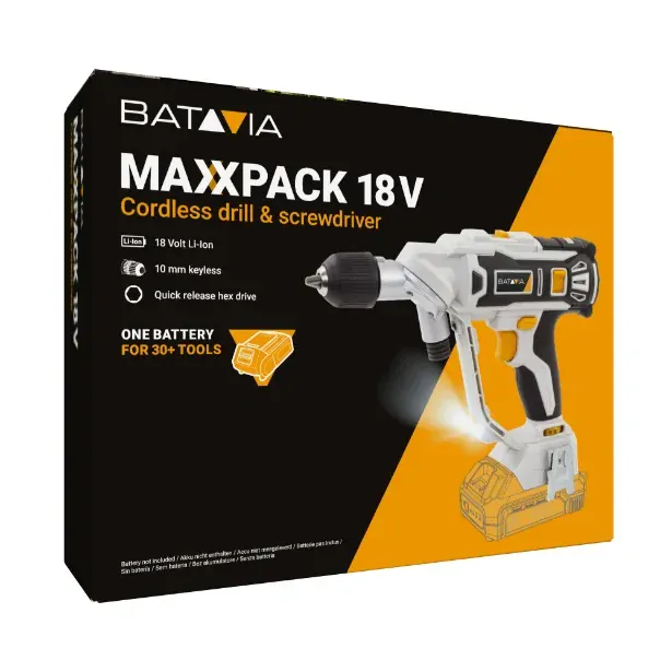 Aku vrtačka a aku šroubovák v jednom TWIN DRILL, 18V Li-Ion, 26 Nm, bez baterie a nabíječky, bateriová platforma MAXXPACK BATAVIA