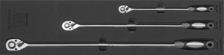 Sada ráčen 1/2", 3/8", 1/4", extra dlouhé 300-580 mm, 72 zubů, 3 ks, Welzh