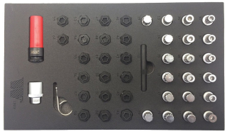 Hlavice na bezpečnostní šrouby kol pro vozy BMW, "čtyřlístek" a "tisícihran", sada 42 dílů, Welzh