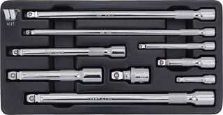 Gola prodloužení magnetické 1/4", 3/8" a 1/2", 50-250 mm, sada 9 kusů, Welzh