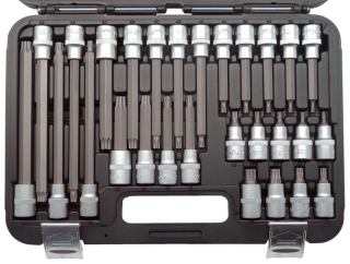 Hlavice zástrčné 1/2", Torx T20-T60, délka 55-100-140-200 mm, sada 28 dílů, Welzh