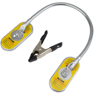 Magnetický držák SNAKE s ohebným lankem 460 mm, svěrkou a dvěma plochými magnetickými podložkami, AEK